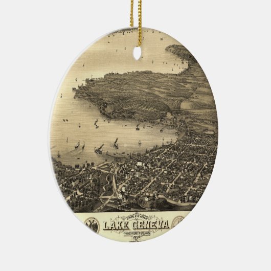 レマン湖のヴィンテージの地図 セラミックオーナメント (右)