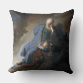 レミヤはエルサレムの秋で嘆き悲しむ，レンブラント クッション (正面)