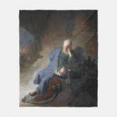 レミヤはエルサレムの秋で嘆き悲しむ，レンブラント フリースブランケット (正面)