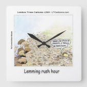 レミングスラッシュアワーおもしろいウォールクロック スクエア壁時計 (正面)