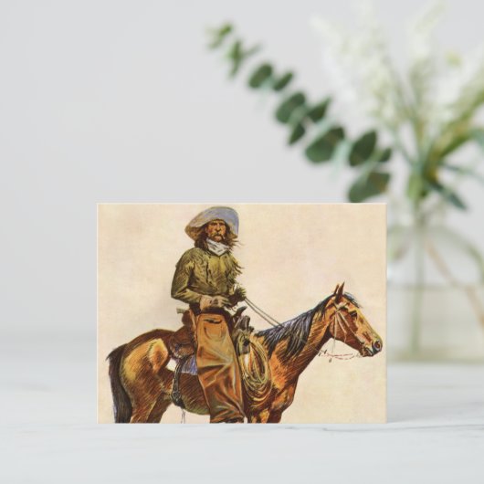 レミントンによるアリゾナのカウボーイ、ヴィンテージ西部劇 ポストカード (スタンド正面)