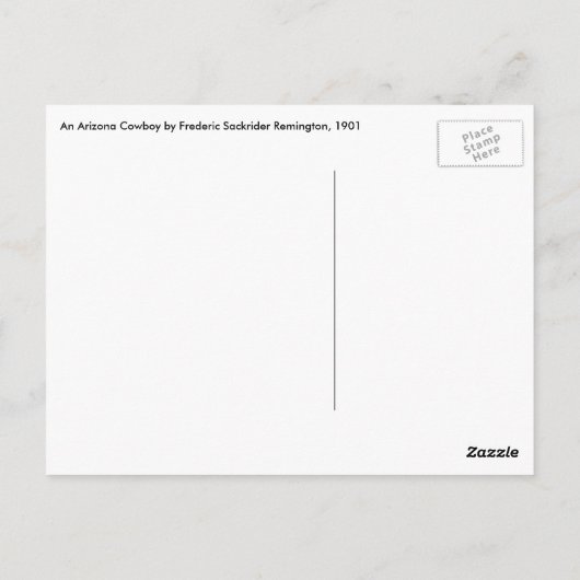 レミントンによるアリゾナのカウボーイ、ヴィンテージ西部劇 ポストカード (裏面)