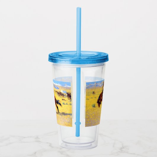 レミントン旧西馬とカウボーイ アクリルタンブラー (右)