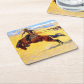 レミントン旧西馬とカウボーイ スクエアペーパーコースター (アングル)