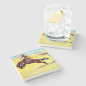 レミントン旧西馬とカウボーイ ストーンコースター (横)