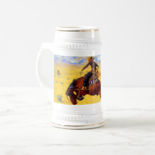 レミントン旧西馬とカウボーイ ビールジョッキ