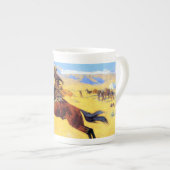 レミントン旧西馬とカウボーイ ボーンチャイナマグカップ (正面右)