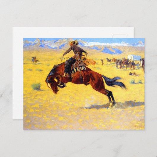 レミントン旧西馬とカウボーイ ポストカード (正面/裏面)