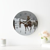 レミントン – カウボーイの秋素晴らし、ア絵画ート。 ラージ壁時計 (ホーム)