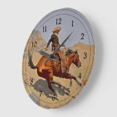 レミントン：カウボーイ・アメリカのカウボーイ・アート ラージ壁時計 (傾斜)