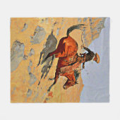 レミントン-カウボーイ、有名絵画な店 フリースブランケット (正面(横))