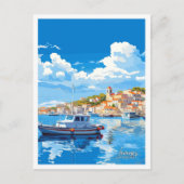 レムノスギリシャ美術ヴィンテージトラベルイラストレーション ポストカード (正面)