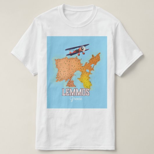 レムノス島ギリシャ地図 イラスト入り旅行ポスター Tシャツ (デザイン正面)