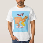 レムノス島ギリシャ地図 イラスト入り旅行ポスター Tシャツ (正面)