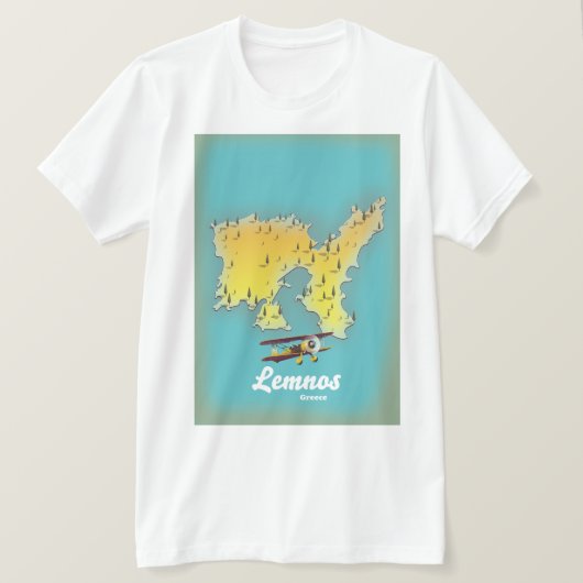 レムノス島 ギリシャ レトロ地図 Tシャツ (デザイン正面)