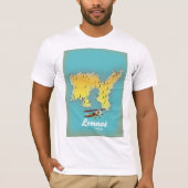 レムノス島 ギリシャ レトロ地図 Tシャツ (正面)