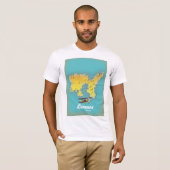レムノス島 ギリシャ レトロ地図 Tシャツ (正面フル)