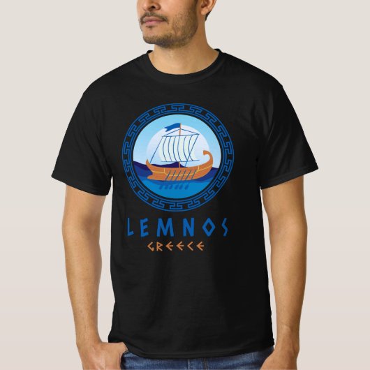 レムノス,ギリシャの船デザインメンズ Tシャツ (正面)