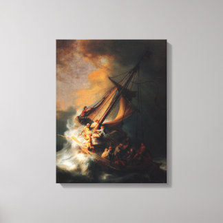 レムブラントのジェネザレス湖で嵐の中のキリスト キャンバスプリント