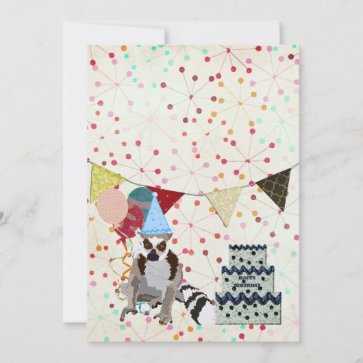 レムルスおもしろい抽象芸術誕生日招待状 招待状 (裏面)