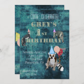 レムルスネイビー誕生日招待状 招待状 (正面/裏面)