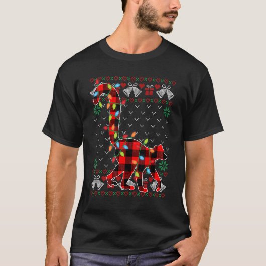 レムールクリスマスライト醜いクリスマスセーター Tシャツ (正面)