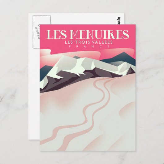 レメニュアイレス、レトロワヴァレ、フランスヴィンテージスキー ポストカード (正面/裏面)