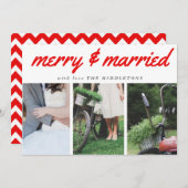 &レメリーッド結婚したタイポグラフィスリーフォトホリデー シーズンカード (正面/裏面)