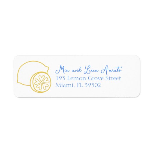 レモお洒落ンシック地中海のシトラス結婚ズ ラベル (正面)