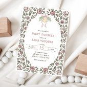 レモお洒落ンフローラコケ名門私立校風のットベビーシャワー 招待状