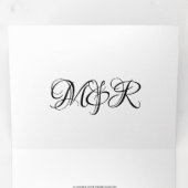 レモはっきりしたンストライプ幾何結婚の 三つ折り招待状 (内部最初)