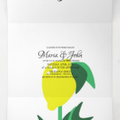 レモはっきりしたンストライプ幾何結婚の 三つ折り招待状 (内部中)