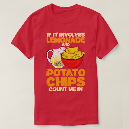 レモもしネードとポテトチップスを使う Tシャツ (デザイン正面)