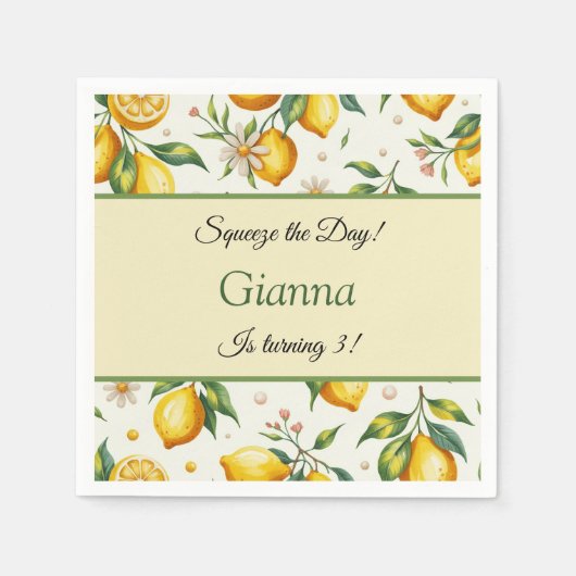レモよくはしゃぐン誕生日ナプキンズザデイ スタンダードカクテルナプキン (正面)