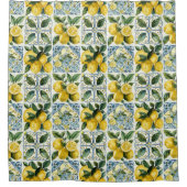 レモイタリアンンとタイルLa Dolce Vitaパターン シャワーカーテン (正面)