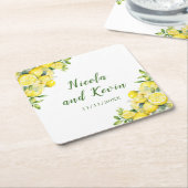 レモイタリアンンの緑のフレ結婚ーム スクエアペーパーコースター (アングル)