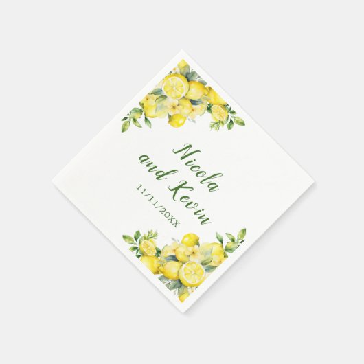 レモイタリアンンの緑のフレ結婚ーム スタンダードカクテルナプキン (角)