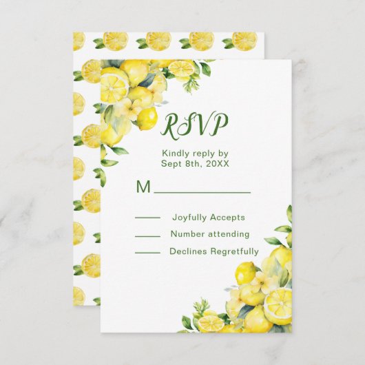 レモイタリアンンの緑のフレ結婚ーム 出欠カード (正面/裏面)