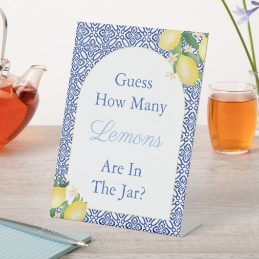 レモイタリアンンの赤ちゃんシャワーゲームの数を推測する 台座サイン (インサイチュ)