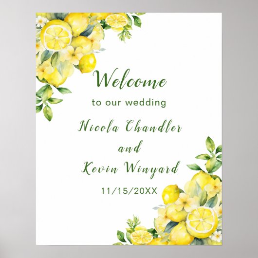 レモイタリアンングリーンリー結婚フレームへようこそ ポスター (正面)