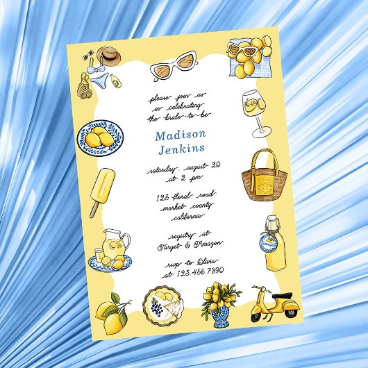 レモイタリアンンコースタルサマーブライダルシャワー 招待状