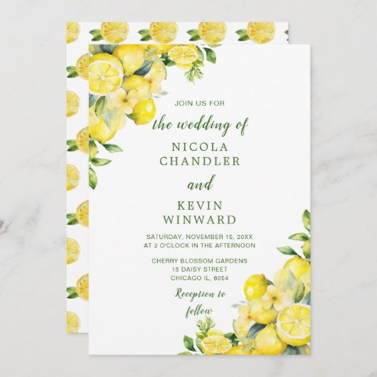 レモイタリアンンズグ結婚リーヌ 招待状 (正面/裏面)