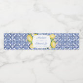 レモイタリアンンズブルーホワイトタイルブライダルシャワーパーティー ペットボトルラベル (シングルラベル)