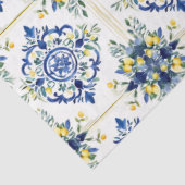 レモイタリアンンフローラタイル青と白のデコページ 薄葉紙 (詳細)