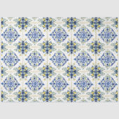 レモイタリアンンフローラタイル青と白のデコページ 薄葉紙 (正面)