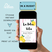 レモイタリアンンブライダルシャワーピンクドルチェヴィタドードル 招待状