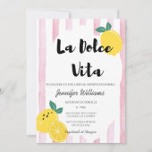 レモイタリアンンブライダルシャワーピンクドルチェヴィタドードル 招待状 (正面)