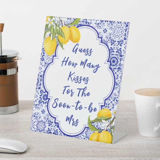 レモイタリアンンブライダルシャワー数の推測キス 台座サイン (インサイチュ)