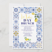 レモイタリアンンブルーのタイル水の色の母の日 招待状 (正面)