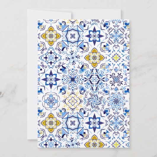 レモイタリアンンブルーのタイル水の色の母の日 招待状 (裏面)